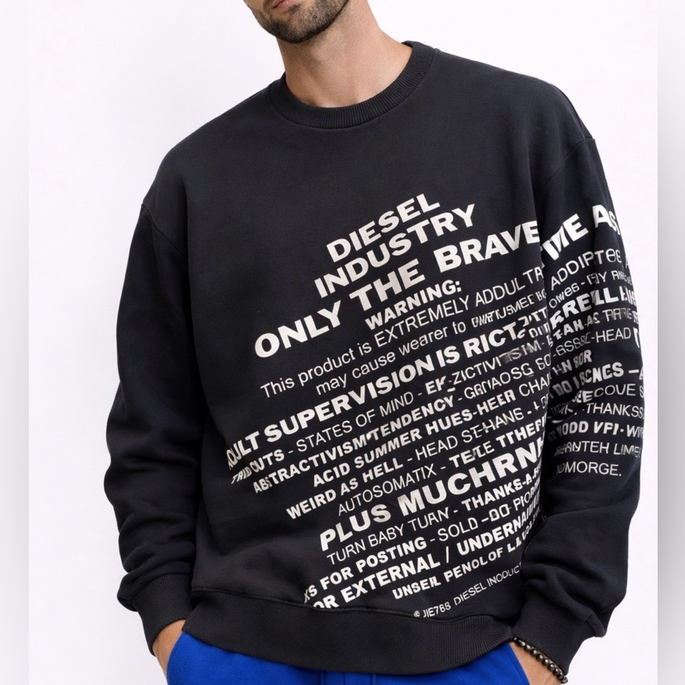Diesel Graphic Sweatshirt 🖤 | XL | Bold Logo | Streetwear Pullover